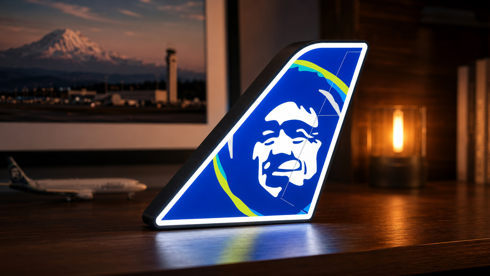 Alaska-inspired PlaneGlow tail light displayed in a room
