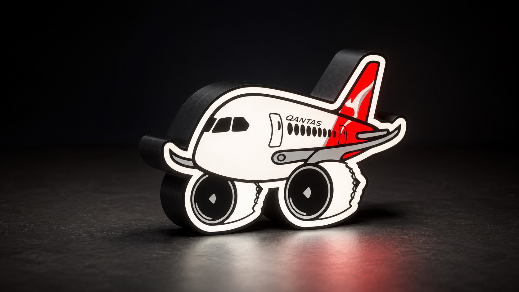 Qantas 787 illuminated aircraft light