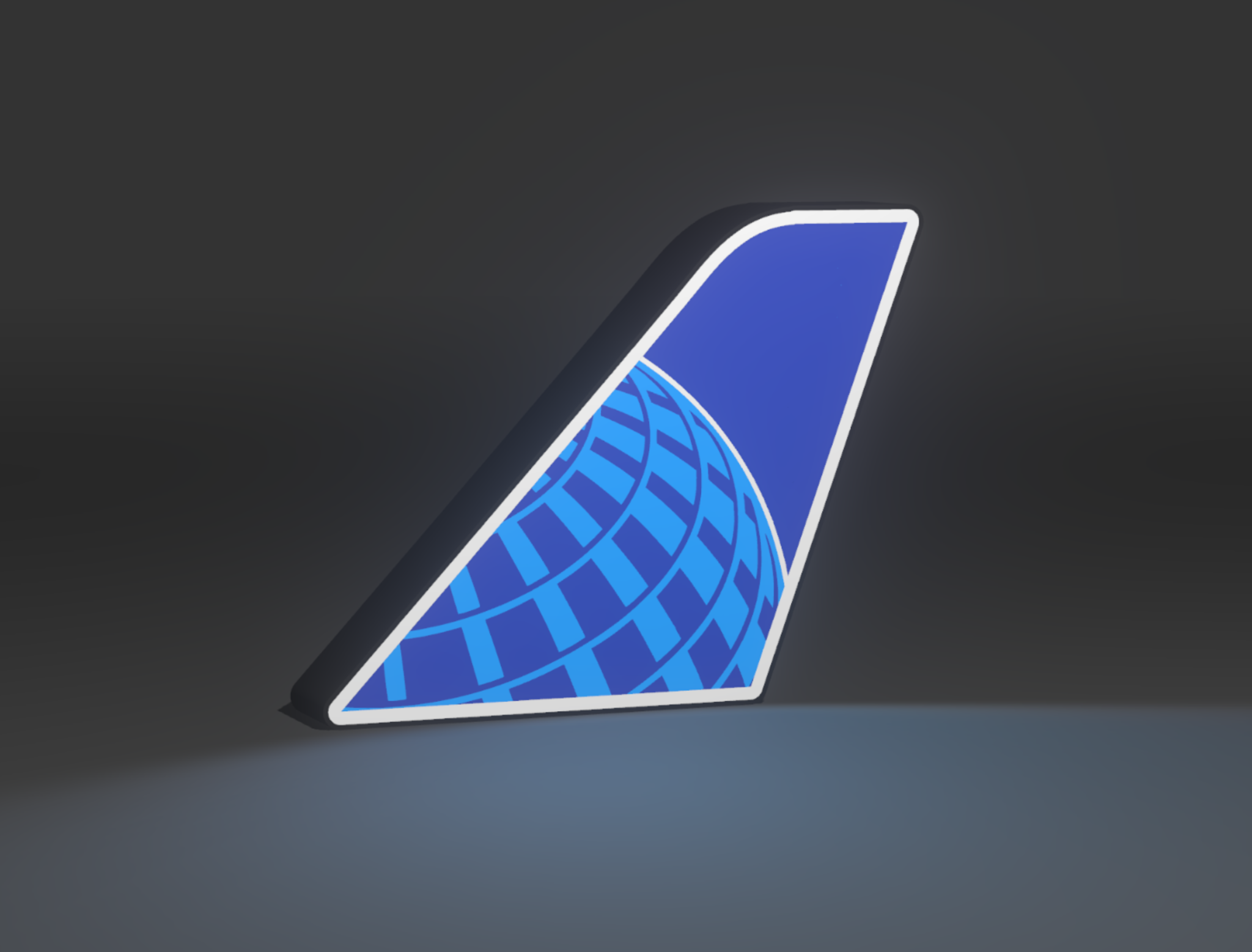 United Airlines illuminated tail light